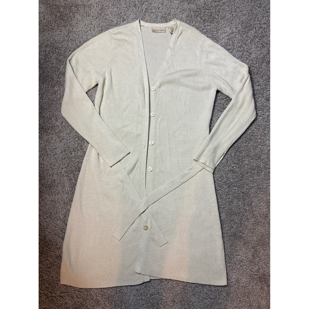 Apostrophe Womens Champagne Beige Shimmer,Belted Cardigan Sweater Small vintage